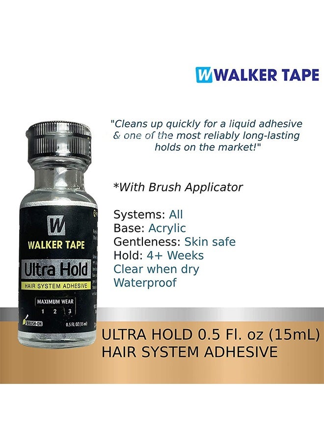 Walker Tape Ultra Hold Hair system Adhesive, Thin Silicone Hair Replacement Adhesive - Long Lasting Fixation for Poly and Lace Wigs - 3-4 Weeks, Wigs, Wig Systems - Invisible, Waterproof Adhesive (15ml) - Image 3