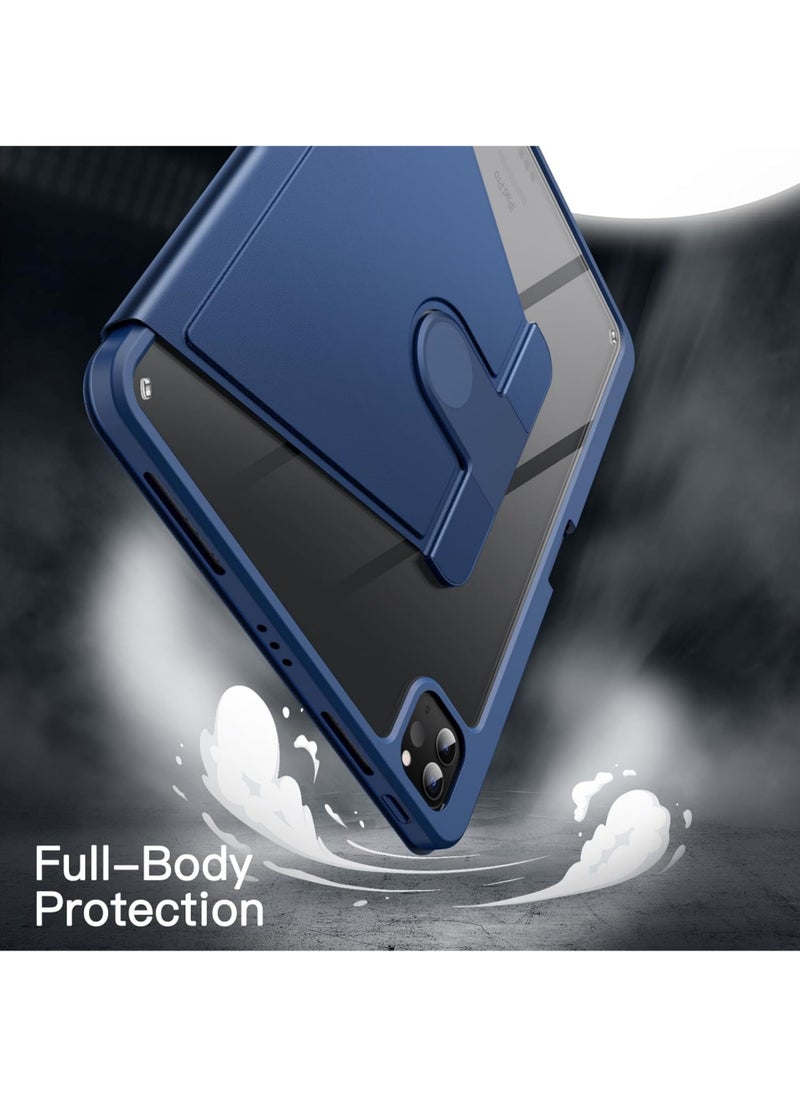 Rock Pow - Rotating Cover Case for iPad Pro 11 inch M4 (2024) A2836,A2837,A3006 with Pencil Holder, 360 Degree Rotation Protective Stand Cover Clear Back, Auto Wake/Sleep For 2024 Pro 11 inch M4 case - Image 1