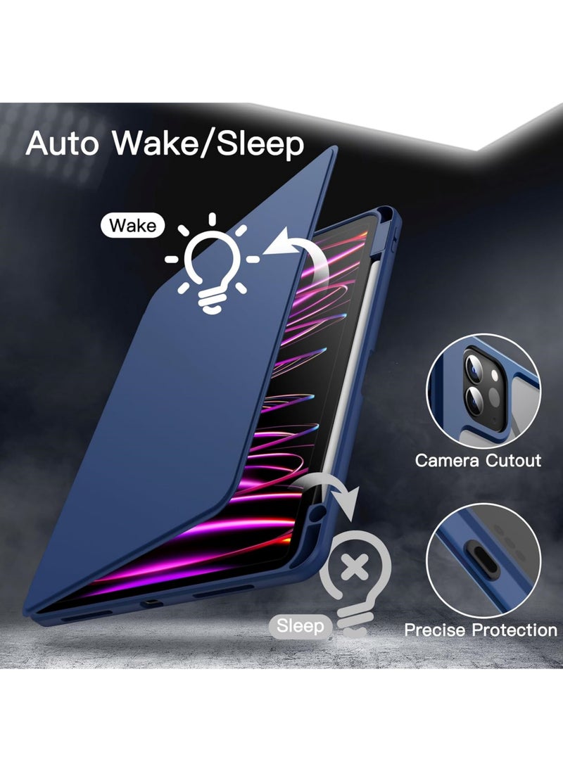 Rock Pow - Rotating Cover Case for iPad Pro 11 inch M4 (2024) A2836,A2837,A3006 with Pencil Holder, 360 Degree Rotation Protective Stand Cover Clear Back, Auto Wake/Sleep For 2024 Pro 11 inch M4 case - Image 1