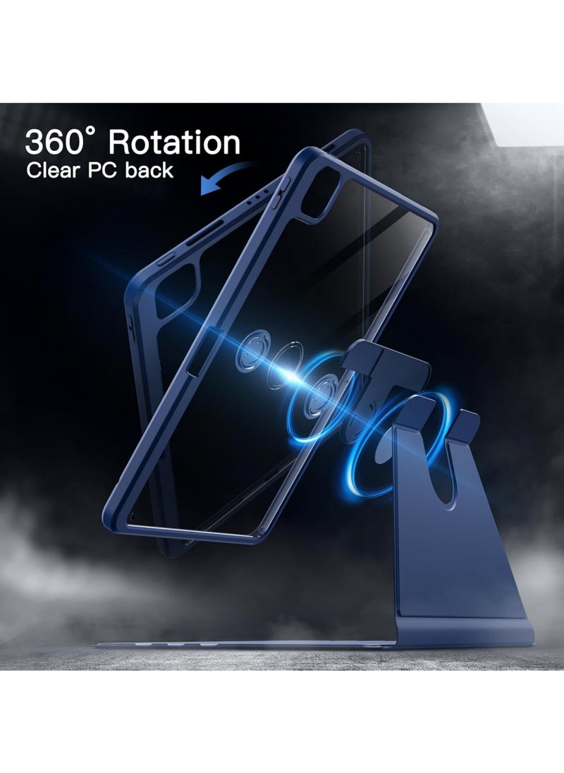 Rock Pow - Rotating Cover Case for iPad Pro 11 inch M4 (2024) A2836,A2837,A3006 with Pencil Holder, 360 Degree Rotation Protective Stand Cover Clear Back, Auto Wake/Sleep For 2024 Pro 11 inch M4 case - Image 1