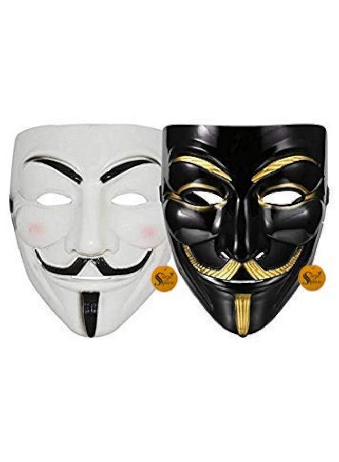 سايج سكوير قناع وجه سايج سكوير فينديتا كوميك، قناع فوكس، قناع وجه مجهول الإصدار VIP، مقاس مثالي، احتجاج كوسبلاي في فينديتا من دي سي كوميكس (أسود وأبيض) (قطعتان) - Image 1