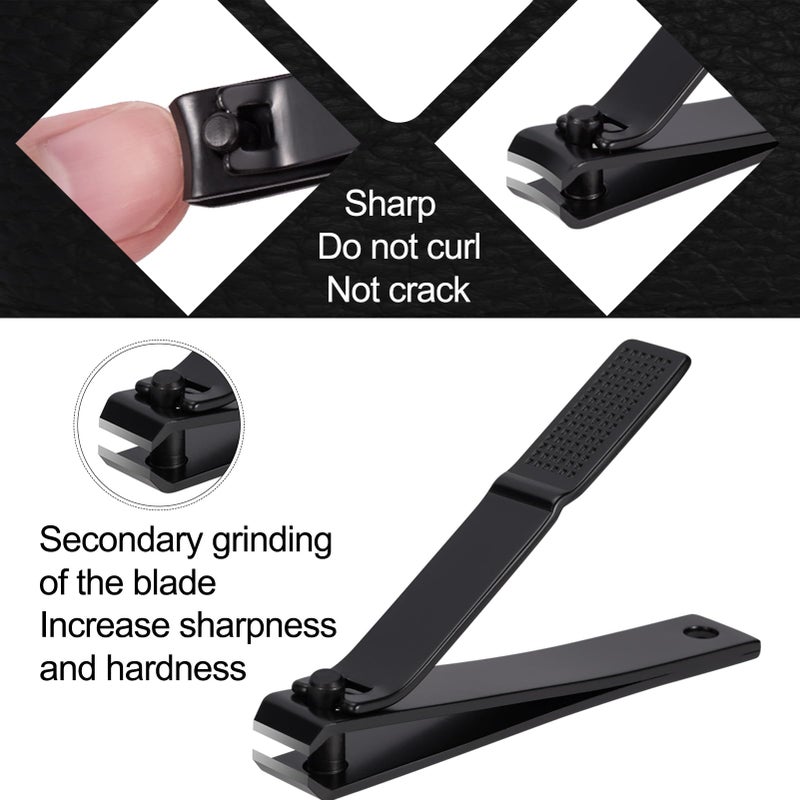 FIXBODY Nail Clipper Set, Ultra Sharp Black Stainless Steel Fingernail & Toenails Clipper and Nail File with Leather Travel Case,Great Christmas Gift,Stocking Stuffers for Men and Women - Image 4