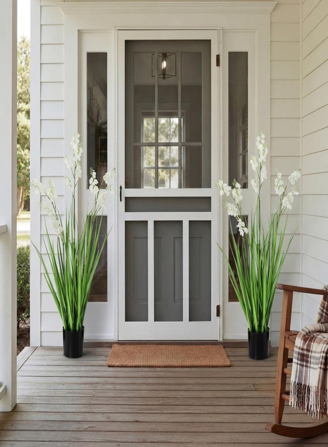 Jexine 2 Pcs 3 ft Tall Artificial Grass Plant Potted Artificial Floor Plants with Lily of the Valley Faux Pampas Grass Tall in Pot for Housewarming Gift House Garden Bathroom Lobby Outdoor Decoration - Image 2