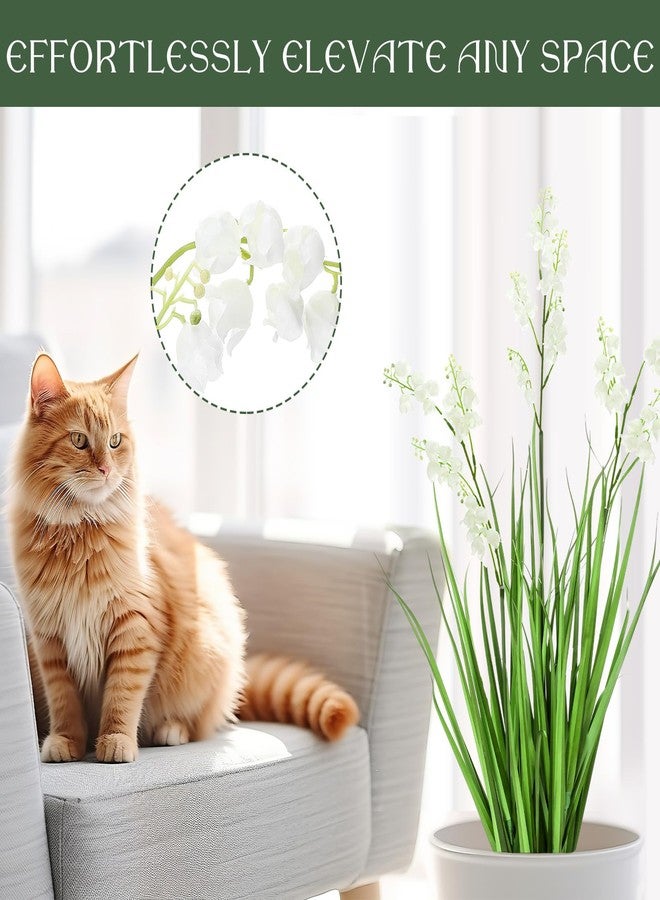 Jexine 2 Pcs 3 ft Tall Artificial Grass Plant Potted Artificial Floor Plants with Lily of the Valley Faux Pampas Grass Tall in Pot for Housewarming Gift House Garden Bathroom Lobby Outdoor Decoration - Image 5