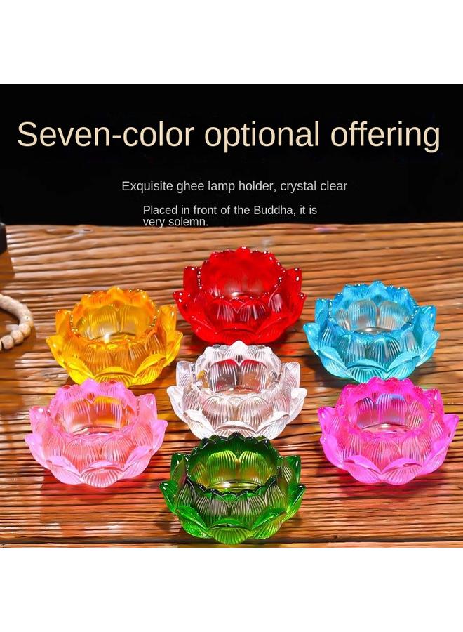 Bluejw Butter Lamp Base Household Colorful Lotus Lamp Candle Holder Long Bright Lamp For Buddha Lamp Buddha Hall Oil Lamp  - Image 5