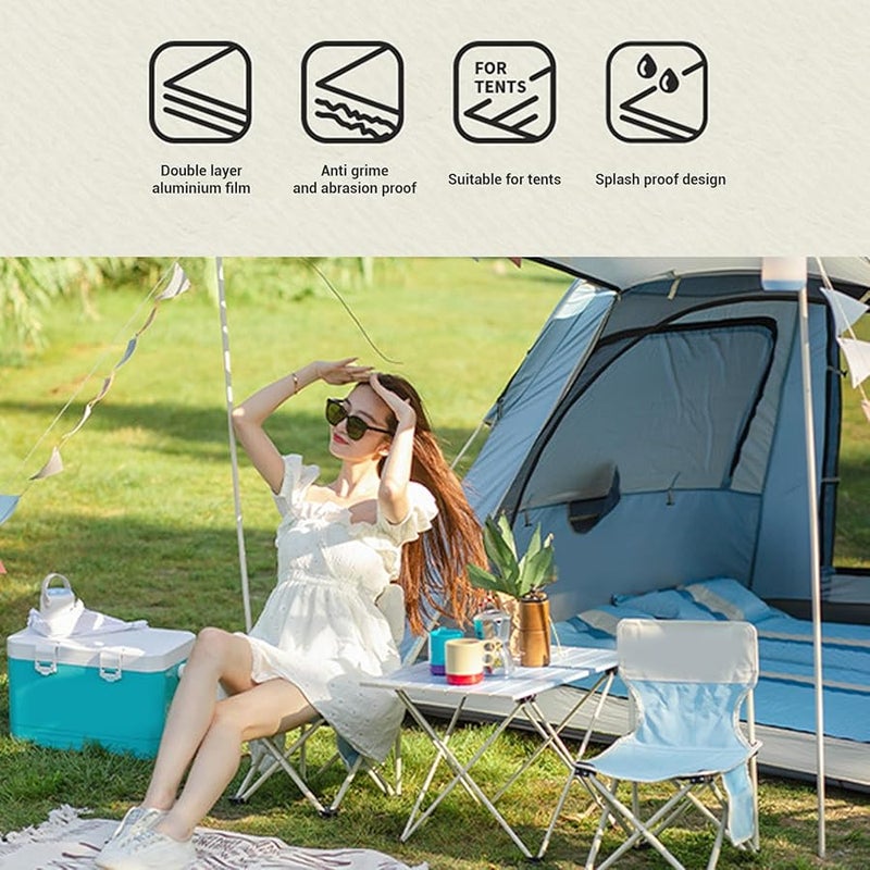 سجادة نزهة كبيرة مقاس 240×240 سم مقاومة للماء مع فيلم ألومنيوم للاستخدام في الهواء الطلق والتخييم - Image 5