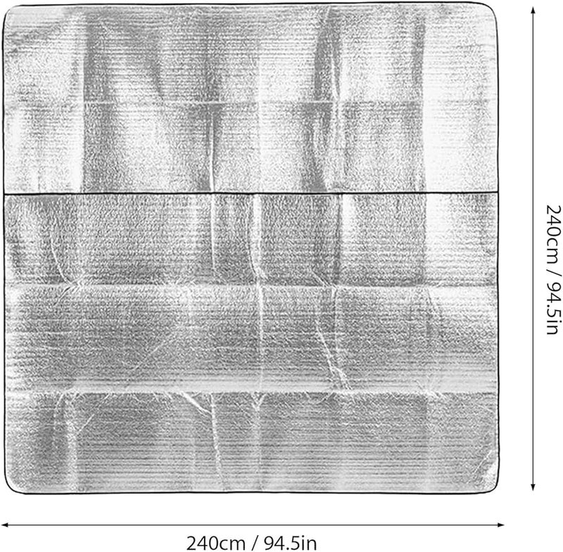 سجادة نزهة كبيرة مقاس 240×240 سم مقاومة للماء مع فيلم ألومنيوم للاستخدام في الهواء الطلق والتخييم - Image 3