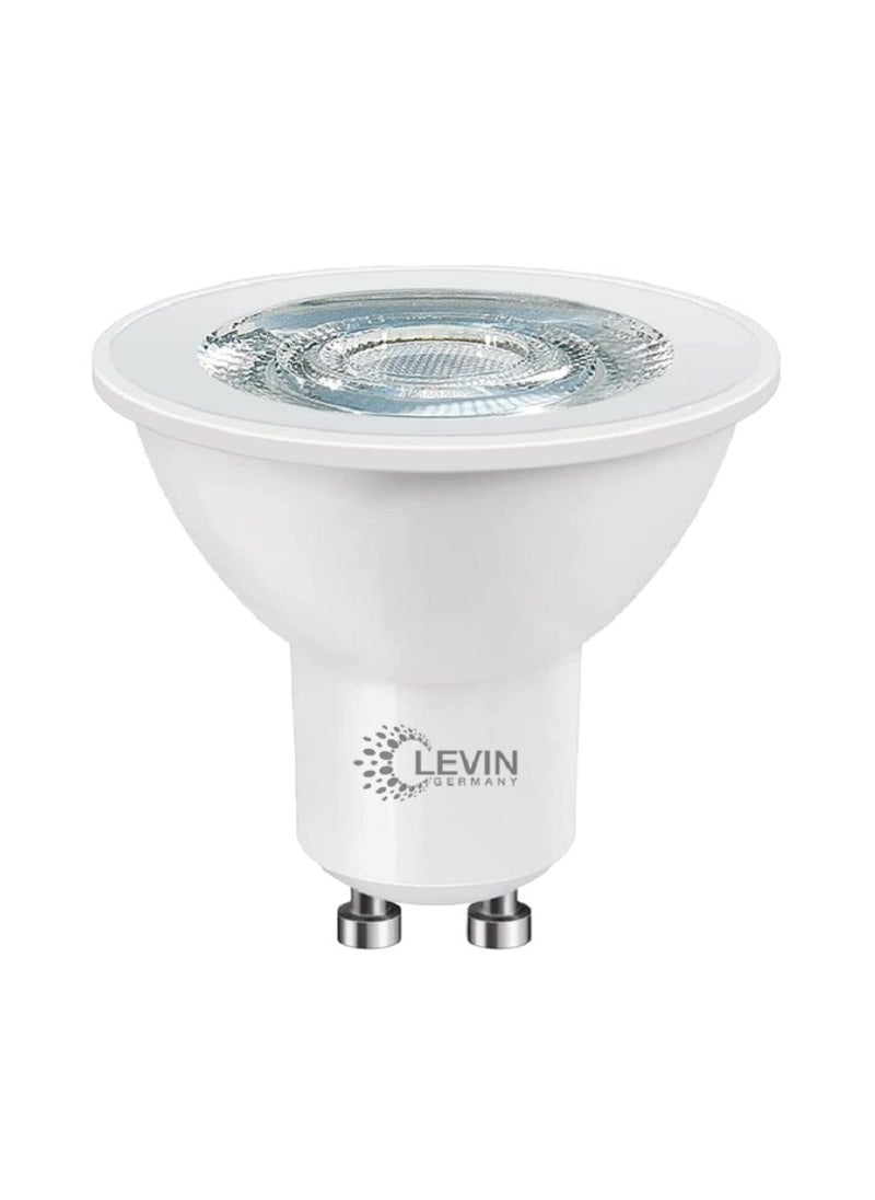 Levin Germany Levin 6W GU10 LED Lamp, 6500K Warm White, 530 Lumens, Flicker Free, Non-Dimmable, IP20, SMD LED, CRI>80, Suitable for Hypermarket, Office, Home, Showrooms, Kitchen and Bedrooms.  - Image 1
