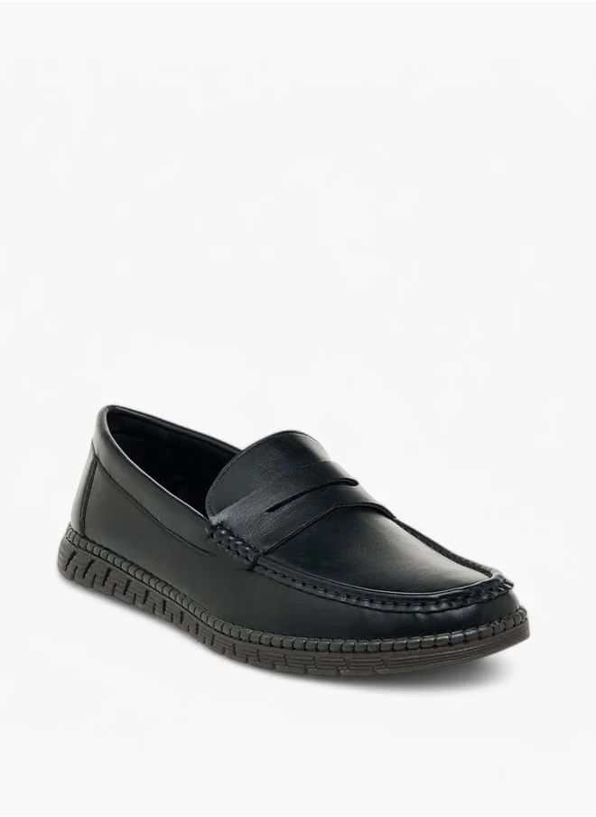 LBL by Shoexpress Men's Textured Slip-On Loafers with Cutout Detail