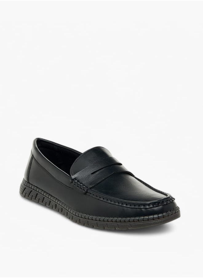 LBL by Shoexpress Men's Textured Slip-On Loafers with Cutout Detail  - Image 1