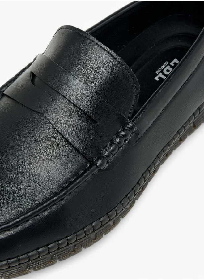 ال بي ال من شو اكسبرس Men's Textured Slip-On Loafers with Cutout Detail