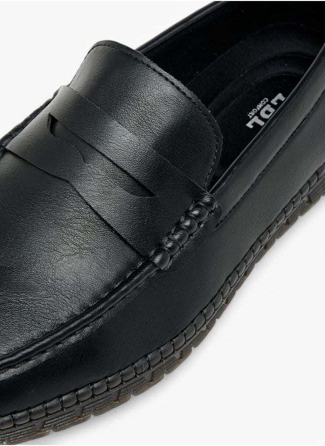 LBL by Shoexpress Men's Textured Slip-On Loafers with Cutout Detail  - Image 4