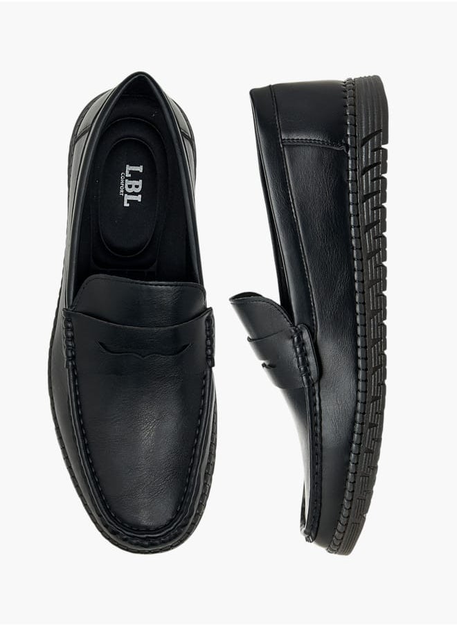 LBL by Shoexpress Men's Textured Slip-On Loafers with Cutout Detail  - Image 2