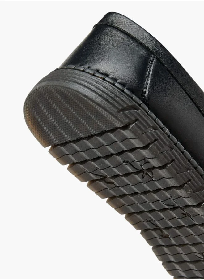 ال بي ال من شو اكسبرس Men's Textured Slip-On Loafers with Cutout Detail