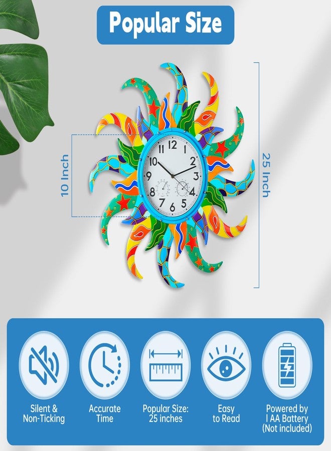 Jusimux Sun Wall Clock for Home, Office, Bedroom, Living Room, Kitchen, Dining Room, Bathroom, Outdoor - Image 2