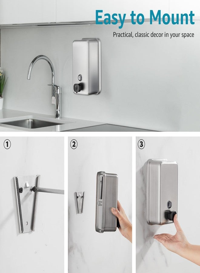 modunful Commercial Wall Mount Soap Dispenser - Stainless Steel Bathroom Hand Soap 38.8oz Liquid - Anti-Leak Pump and Large Capacity Brushed Refillable - Image 5