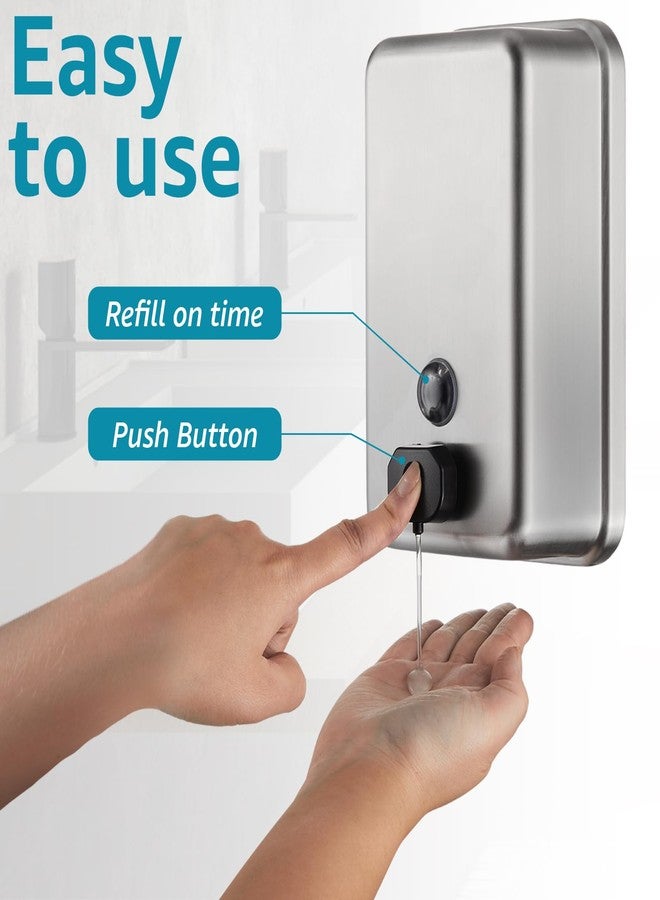 modunful Commercial Wall Mount Soap Dispenser - Stainless Steel Bathroom Hand Soap 38.8oz Liquid - Anti-Leak Pump and Large Capacity Brushed Refillable - Image 4