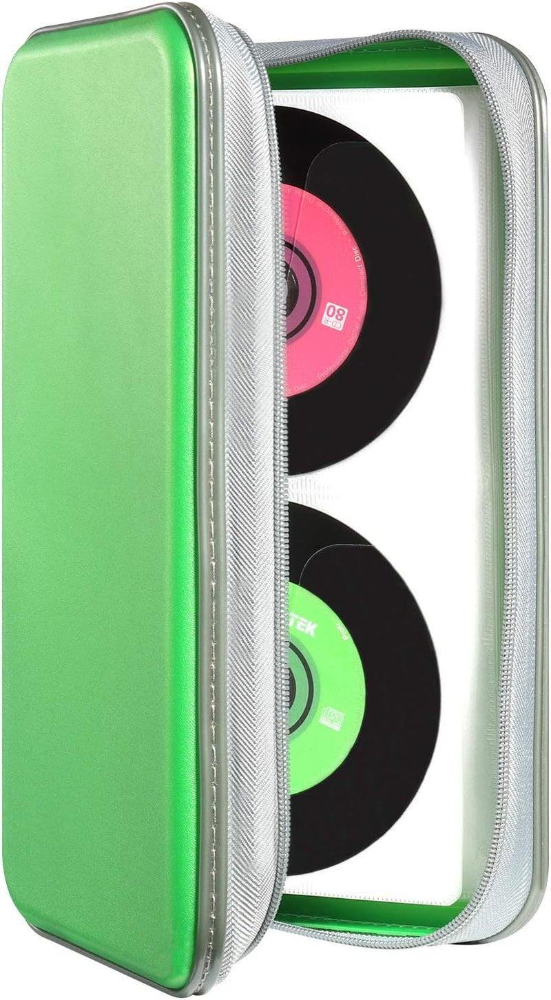 UENTIP DVD Case,DVSICK 96 Capacity Plastic CD Holder Case Portable Travel Protective Zipper DVD Case Holder For Car Storage Wallet Bag(Green) - Image 1
