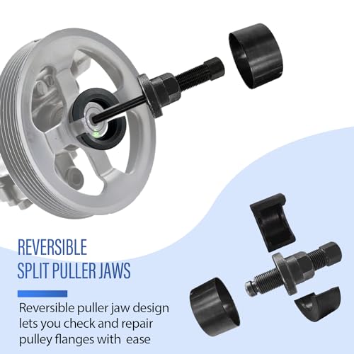 SUGOOE Power Steering Pump Pulley Puller Installer Tool Set Puller Remover Installer Tool Kit Compatible for Ford, GM, and Chrysler - Blue - Image 2