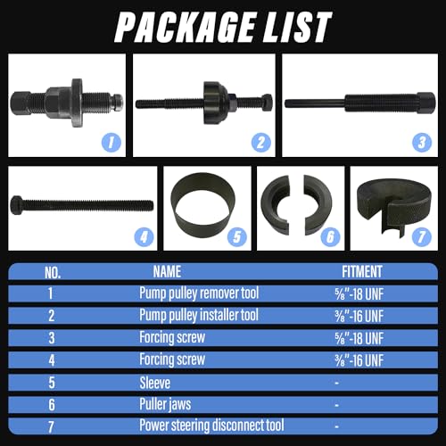 SUGOOE Power Steering Pump Pulley Puller Installer Tool Set Puller Remover Installer Tool Kit Compatible for Ford, GM, and Chrysler - Blue - Image 4