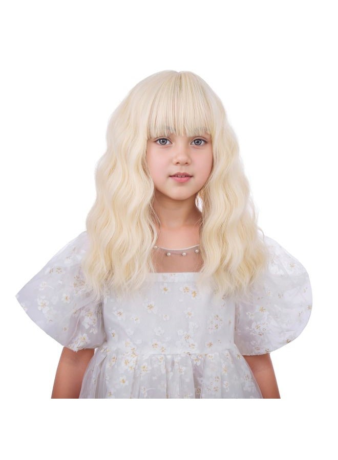 DUDUWIG kids Light Blonde Wig Girls Short Platinum Blonde Wavy Curly Wigs with Air Bangs Child Synthetic Cosplay Hair Wig - Image 3