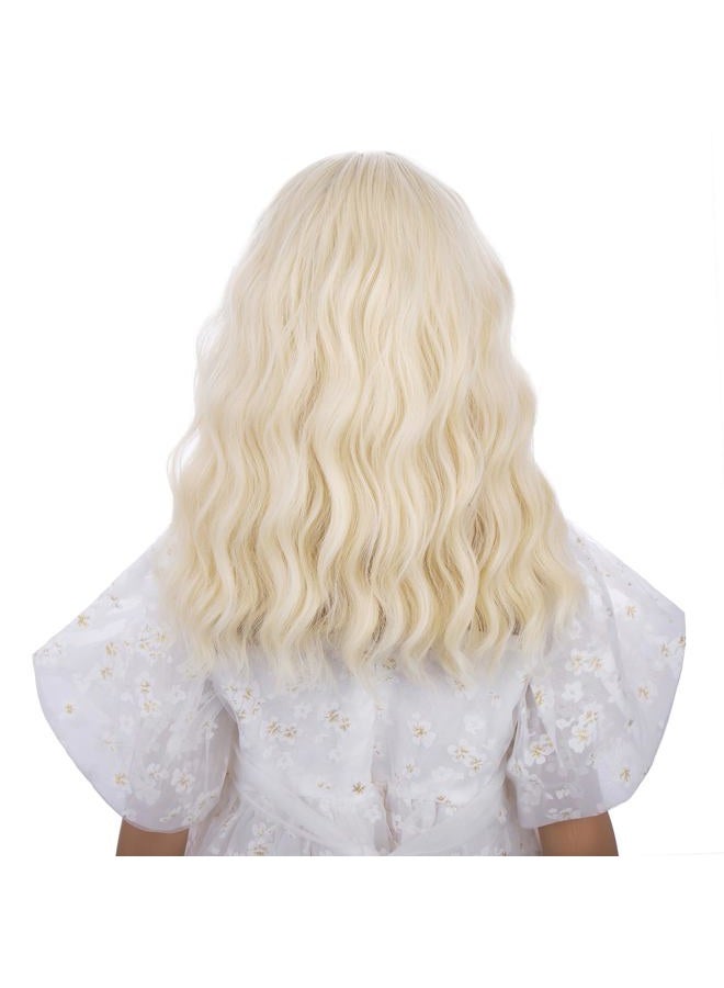 DUDUWIG kids Light Blonde Wig Girls Short Platinum Blonde Wavy Curly Wigs with Air Bangs Child Synthetic Cosplay Hair Wig - Image 4