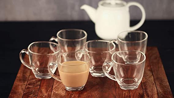 RAVIZAA Glass Tea Cups Set of 6 Coffee Mugs with Handle Transparent Drinking Cup for Milk Cappuccino Hot Chocolate Cold Beverages Cherry - Image 4