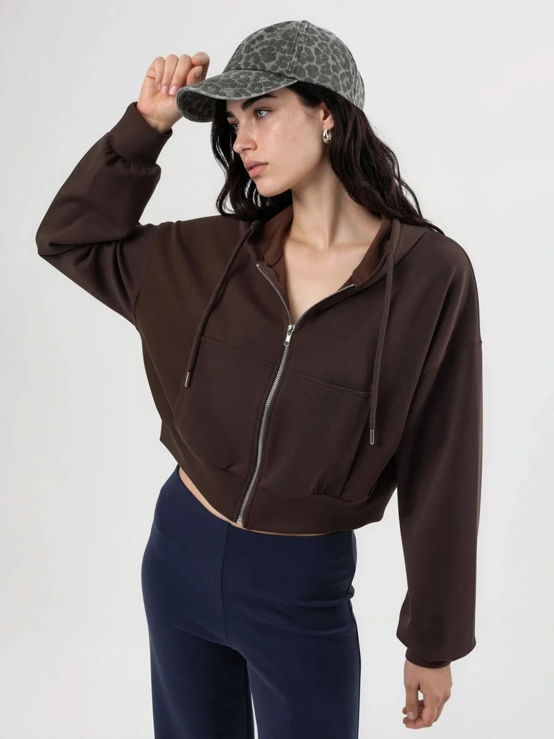 Busem BUSEM Hooded Zippered Short Jacket