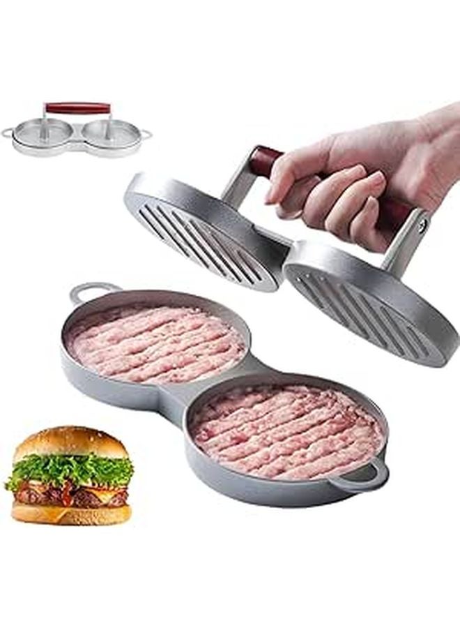 Double Burger Press Patty Maker Non Stick Aluminum Hamburger Press For Meat Beef Veggie Patties - Image 1