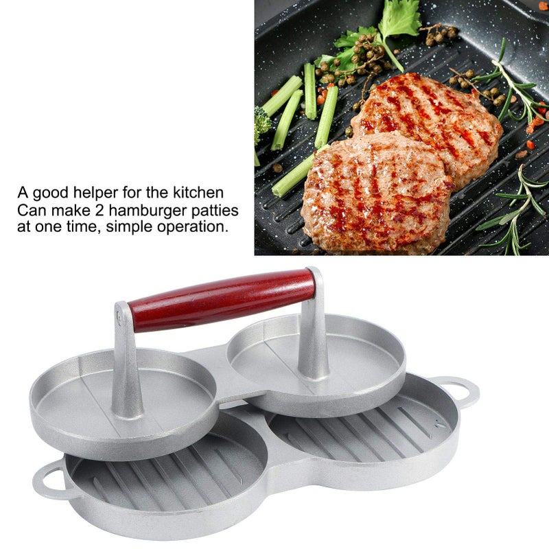 Double Burger Press Patty Maker Non Stick Aluminum Hamburger Press For Meat Beef Veggie Patties - Image 5