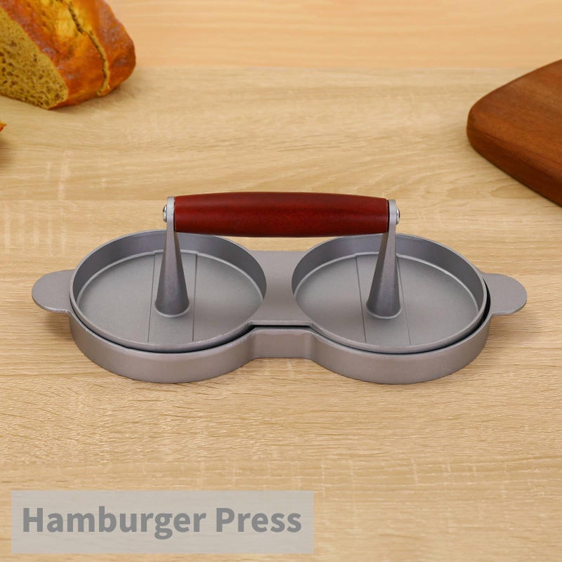 Double Burger Press Patty Maker Non Stick Aluminum Hamburger Press For Meat Beef Veggie Patties - Image 3