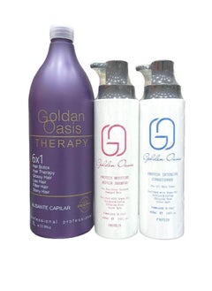 Golden Oasis Therapy Set Liss Protein1000 ML With Shampoo And Conditioner For Daily Hair Care After Protein 400 ML  - Image 1