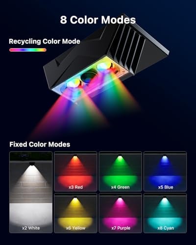 GVSHINE 8 Pack Color Change Solar Fence Lights Outdoor for Deck Railing Stair Retaining Wall Waterproof Led Accent RGB Lamp Decorative Lighting with Spot Len for Patio House Pool Cage Garden Yard - Image 3