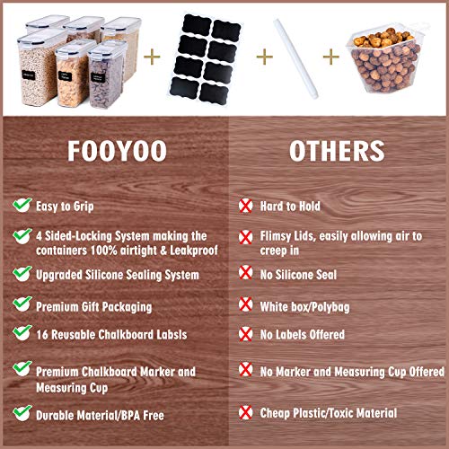 FOOYOO Cereal Containers Storage Set - 6 Piece Airtight Large Dry Cereal Storage Containers(4 * 4L+2 * 2.5L), BPA Free Dispenser Plastic Cereal Storage Containers with 16 Labels & Pen - Image 5