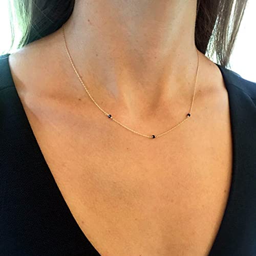 BERISO 14K Gold/Silver Plated Choker Necklace for Women Shining Dots Station Gold Chain Necklace Beads Sparkle Chain Necklace Link Chain Exquisite Jewelry for women - Image 5