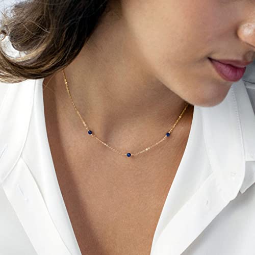 BERISO 14K Gold/Silver Plated Choker Necklace for Women Shining Dots Station Gold Chain Necklace Beads Sparkle Chain Necklace Link Chain Exquisite Jewelry for women - Image 2