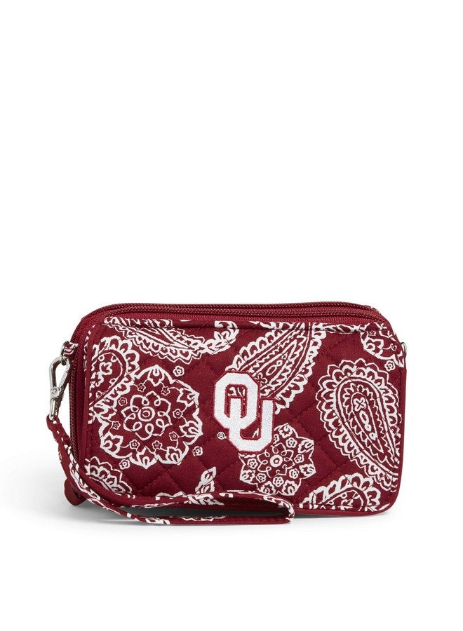 Vera Bradley Women'S Cotton Collegiate All In One Crossbody Purse With Rfid Protection (Multiple Teams Available) University Of Oklahoma Cardinal White Bandana One Size  - Image 1