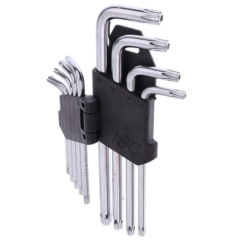 ISC ISC 9Pcs Small Short Torx CRV Material Chrome LShape Wrench Set Metric System Wrench Screw Repair Tools Allen Key Set - Image 1