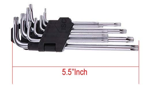 ISC ISC 9Pcs Small Short Torx CRV Material Chrome LShape Wrench Set Metric System Wrench Screw Repair Tools Allen Key Set - Image 2