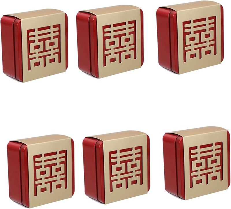 6Pcs Red Chinese Wedding Candy Boxes Elegant Hollow Xi Design For Favors And Trinkets - Image 2