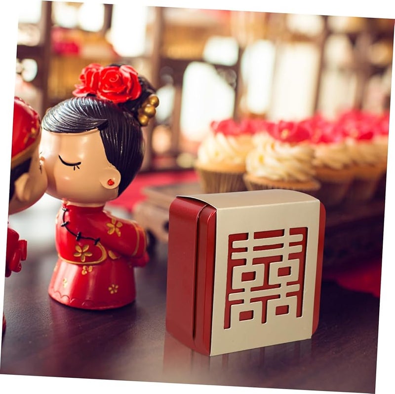 6Pcs Red Chinese Wedding Candy Boxes Elegant Hollow Xi Design For Favors And Trinkets - Image 5