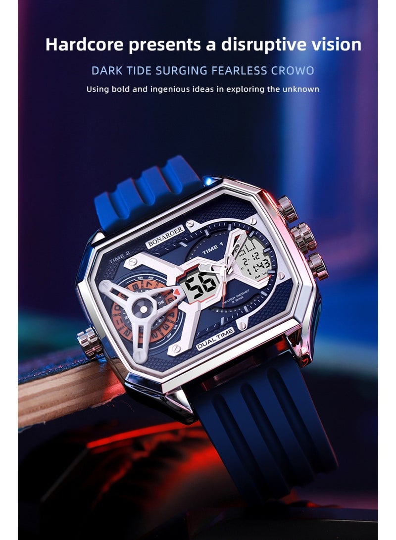 BONARGER New Men's Electronic Multi-Function Sport Luminous Waterproof Personalized Large Dial Watch - Image 2