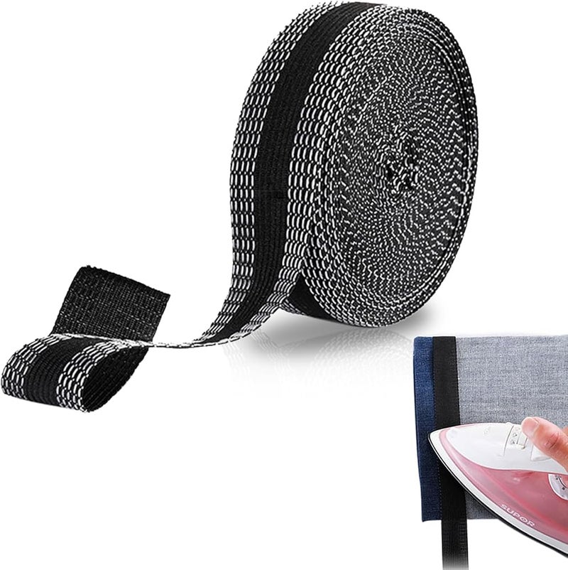 كاست ويف 1 شريط تنحنح بالكي للسراويل 20م، شريط تنحنح قابل للغسل بدون خياطة، لاصق قماش دائم لتعديلات الملابس السريعة DIY وإصلاح تقصير السراويل الفوري، أسود - Image 1