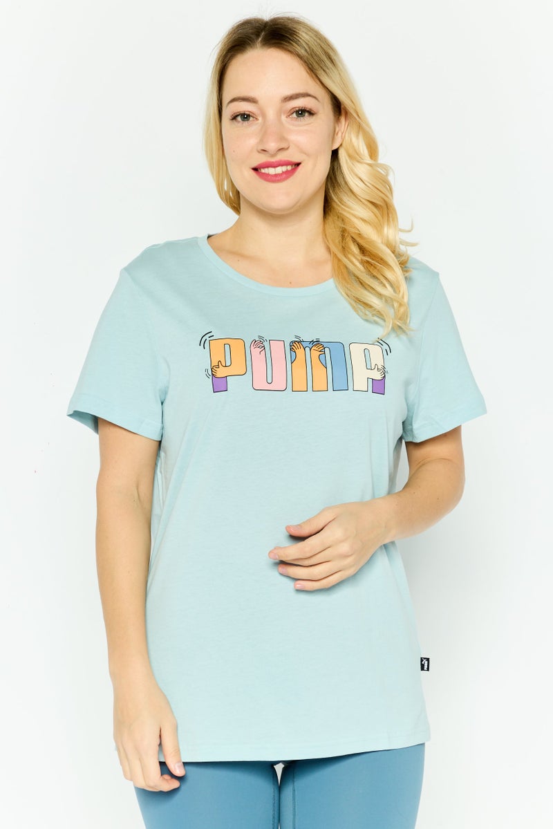 PUMA Women Sportswear Fit Short Sleeves Training T-shirt, Turquoise - Image 1