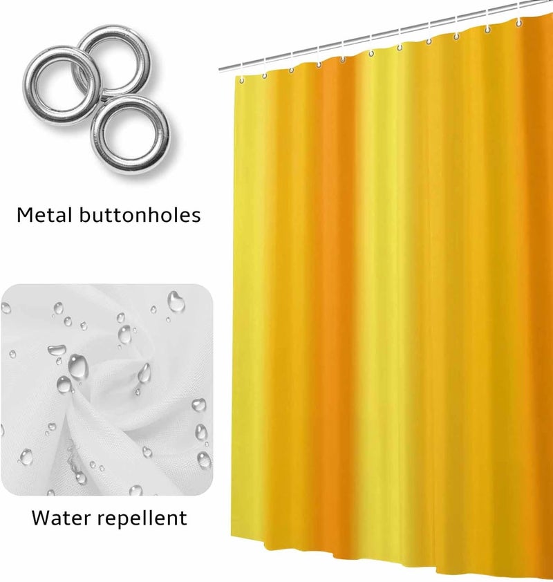 Orange Yellow Gradient Shower Curtain with 12 Hooks Minimalist Art Ombre Striped Texture Waterproof Fabric Shower Curtains Sets for Bathroom Bath Decorations, Machine Washable, 72"x78" - Image 4
