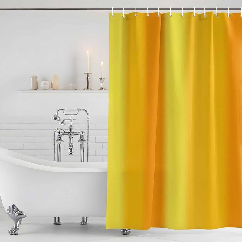 Orange Yellow Gradient Shower Curtain with 12 Hooks Minimalist Art Ombre Striped Texture Waterproof Fabric Shower Curtains Sets for Bathroom Bath Decorations, Machine Washable, 72"x78" - Image 5