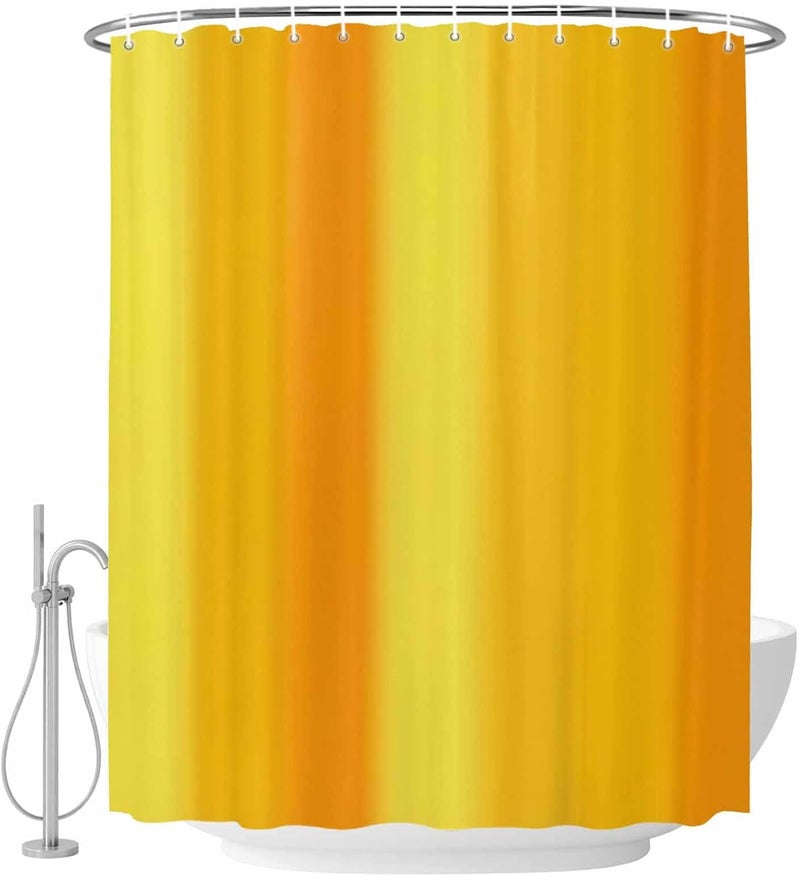 Orange Yellow Gradient Shower Curtain with 12 Hooks Minimalist Art Ombre Striped Texture Waterproof Fabric Shower Curtains Sets for Bathroom Bath Decorations, Machine Washable, 72"x78" - Image 2