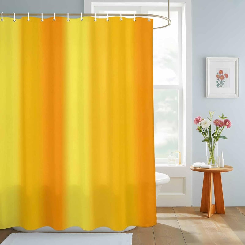 Orange Yellow Gradient Shower Curtain with 12 Hooks Minimalist Art Ombre Striped Texture Waterproof Fabric Shower Curtains Sets for Bathroom Bath Decorations, Machine Washable, 72"x78" - Image 3