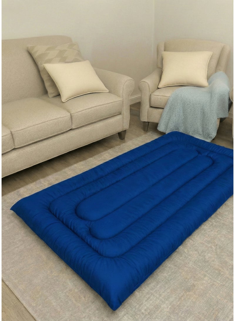 SleepLand Guest and travel package, blue color, consisting of a mattress, blanket, pillow, and pillowcase. - Image 4