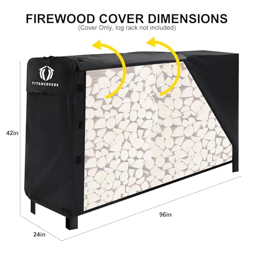 TitanCovers 8ft Firewood Rack Cover 600D Heavy Duty Oxford Log Rack Cover Waterproof Windproof SunProof Outdoor Wood Rack Covers Rack Not Included - Image 3